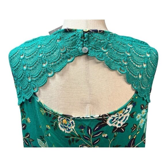 Daniel Rainn VNeck Crochet Detail Blouse~Sz 2X~Green Floral~Stitch Fix NWT~L7 06 - Picture 6 of 10